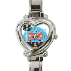 Semaphore Car Road City Traffic Heart Italian Charm Watch by Nexatart