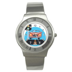 Semaphore Car Road City Traffic Stainless Steel Watch by Nexatart