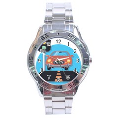 Semaphore Car Road City Traffic Stainless Steel Analogue Watch by Nexatart