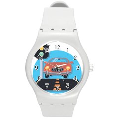 Semaphore Car Road City Traffic Round Plastic Sport Watch (m) by Nexatart