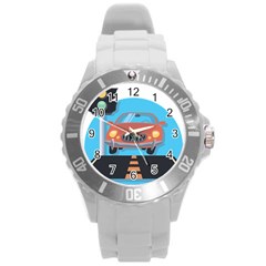 Semaphore Car Road City Traffic Round Plastic Sport Watch (l) by Nexatart