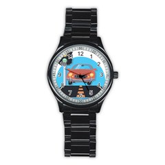 Semaphore Car Road City Traffic Stainless Steel Round Watch by Nexatart