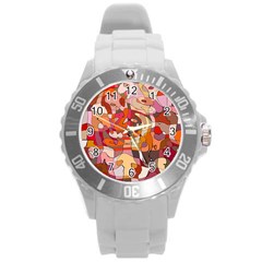 Abstract Abstraction Pattern Modern Round Plastic Sport Watch (l)