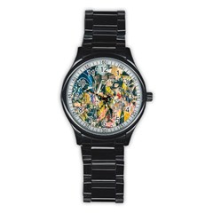 Art Graffiti Abstract Lines Stainless Steel Round Watch