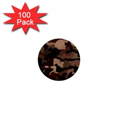 Background For Scrapbooking Or Other Camouflage Patterns Beige And Brown 1  Mini Buttons (100 Pack)  by Nexatart