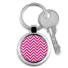 Chevrons Stripes Pink Background Key Chains (round) 