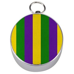 Mardi Gras Striped Pattern Silver Compasses by dflcprints