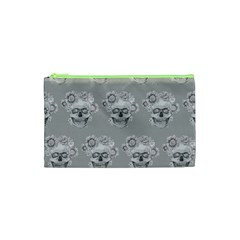 Grey Floral Skull Sketch Cushion Cosmetic Bag (xs) by Coralascanbe