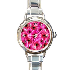 Gerbera Flower Nature Pink Blosso Round Italian Charm Watch