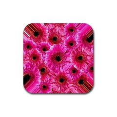 Gerbera Flower Nature Pink Blosso Rubber Coaster (square)  by Nexatart