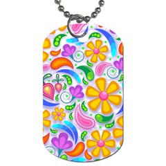 Floral Paisley Background Flower Dog Tag (one Side) by Nexatart