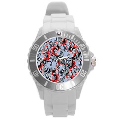 Dragon Pattern Round Plastic Sport Watch (l) by Nexatart