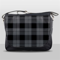 Plaid Checks Background Black Messenger Bags by Nexatart