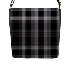 Plaid Checks Background Black Flap Messenger Bag (l)  by Nexatart