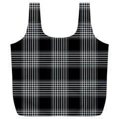 Plaid Checks Background Black Full Print Recycle Bags (l)  by Nexatart