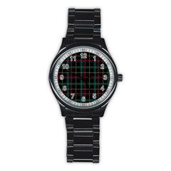 Plaid Tartan Checks Pattern Stainless Steel Round Watch by Nexatart