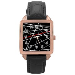 Lines Rose Gold Leather Watch  by Valentinaart