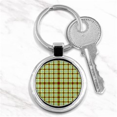 Geometric Tartan Pattern Square Key Chains (round)  by Nexatart