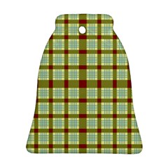 Geometric Tartan Pattern Square Bell Ornament (two Sides)