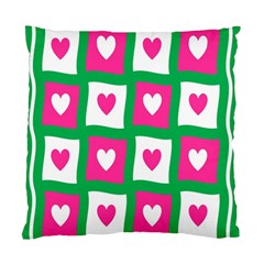 Pink Hearts Valentine Love Checks Standard Cushion Case (two Sides) by Nexatart