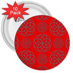 Geometric Circles Seamless Pattern 3  Buttons (10 Pack) 