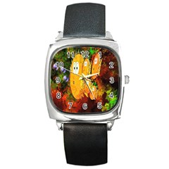 Abstract Fish Artwork Digital Art Square Metal Watch by Nexatart