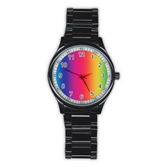 Abstract Rainbow Stainless Steel Round Watch by Nexatart