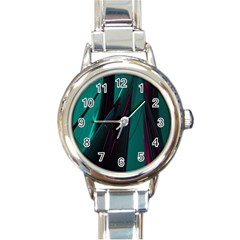 Abstract Green Purple Round Italian Charm Watch