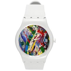 Abstract Art Art Artwork Colorful Round Plastic Sport Watch (m)