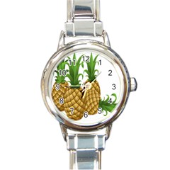 Pineapples Tropical Fruits Foods Round Italian Charm Watch