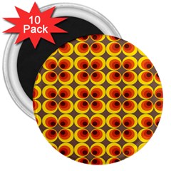 Seventies Hippie Psychedelic Circle 3  Magnets (10 Pack) 