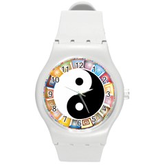 Yin Yang Eastern Asian Philosophy Round Plastic Sport Watch (m) by Nexatart