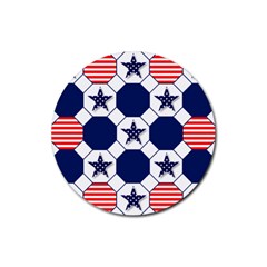 Patriotic Symbolic Red White Blue Rubber Coaster (round)  by Nexatart