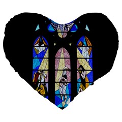 Art Church Window Large 19  Premium Heart Shape Cushions by Nexatart