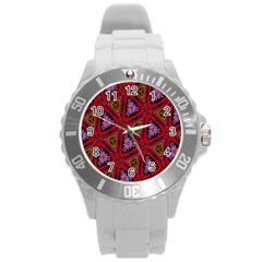 Computer Graphics Graphics Ornament Round Plastic Sport Watch (l)