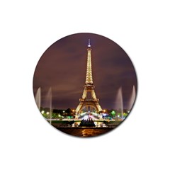 Paris Eiffel Tower Rubber Round Coaster (4 Pack)  by Nexatart