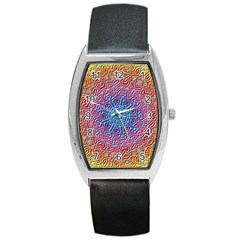 Tile Background Pattern Texture Barrel Style Metal Watch