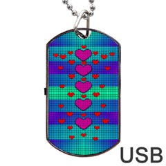 Hearts Weave Dog Tag Usb Flash (two Sides) by pepitasart