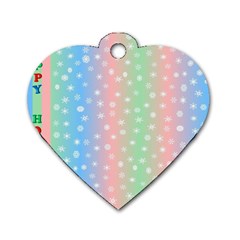 Christmas Happy Holidays Snowflakes Dog Tag Heart (two Sides) by Nexatart