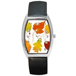 Vector Beautiful Maple Leaf Barrel Style Metal Watch Front