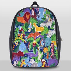 Animated Safari Animals Background School Bags(large)  by Nexatart