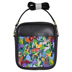 Animated Safari Animals Background Girls Sling Bags by Nexatart