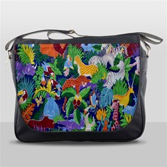 Animated Safari Animals Background Messenger Bags by Nexatart