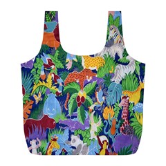 Animated Safari Animals Background Full Print Recycle Bags (l)  by Nexatart