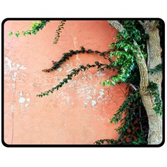 Background Stone Wall Pink Tree Fleece Blanket (medium)  by Nexatart