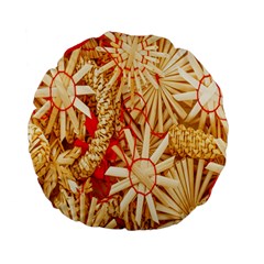 Christmas Straw Xmas Gold Standard 15  Premium Flano Round Cushions by Nexatart