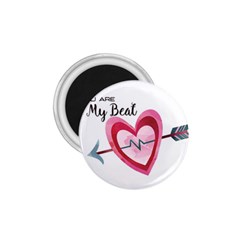 You Are My Beat / Pink And Teal Hearts Pattern (white)  1 75  Magnets by FashionFling