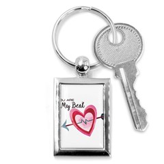 You Are My Beat / Pink And Teal Hearts Pattern (white)  Key Chains (rectangle)  by FashionFling