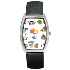 Bookworm Pattern Barrel Style Metal Watch by athenastemple