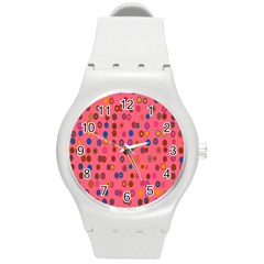 Circles Abstract Circle Colors Round Plastic Sport Watch (m)